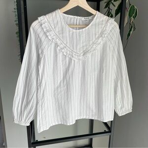 Madewell Ruffle Prairie Top in Pinstripe